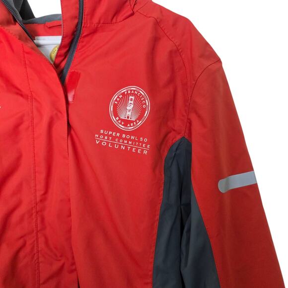 Super Bowl 50 San Francisco Bay Area Volunteer Jacket Red Windbreaker Large Rare - Picture 2 of 8